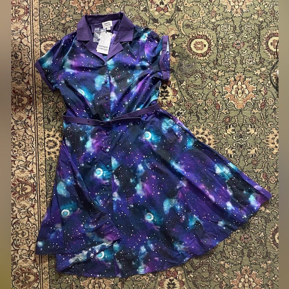 Unique Vintage Alexis Galaxy Print Swing Dress NWT - Picture 4 of 9